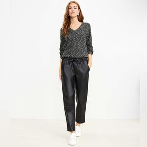 LOFT Petite Pull On Slim Pants in Faux Leather Large Petite black